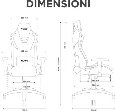 Ергономічне ігрове крісло Nuwo DoXx, крісло для ПК, ігрове крісло, 2D підлокітники, регульована спинка та висота, поперекова підтримка та підголівник, 120 кг, червона серія DoXx