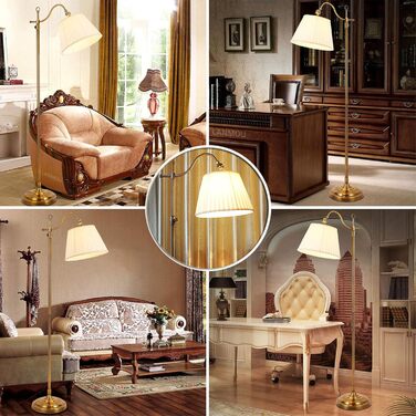 12W LED Floor Lamp Regulable with Remote Control, White Fabric Lamp Lamp, Retro Metal Copper Floor Lamp for Bedroom Office Office Hotel, E27 Socket Max 60W, 12W LED Floor Lamp Regulable with Remote Control, White Fabric Lamp Lamp, Retro Metal Copper Floor