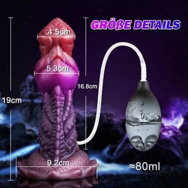 Фалоімітатор з функцією бризкання, 19 см бризкаючий монстр-фалоімітатор, бризкаючий дракон, силіконовий фалоімітатор дракона з присоскою, еякуляція фентезі анальна пробка тварина еякуляція секс-іграшка для жінок та чоловіків