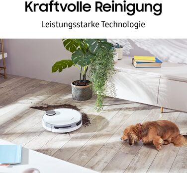 Робот-пилосос Samsung Jet Bot VR30T85513W/WA, потужність всмоктування 5 Вт, 0,3 , станція очищення, датчик LIDAR, інтелектуальне к