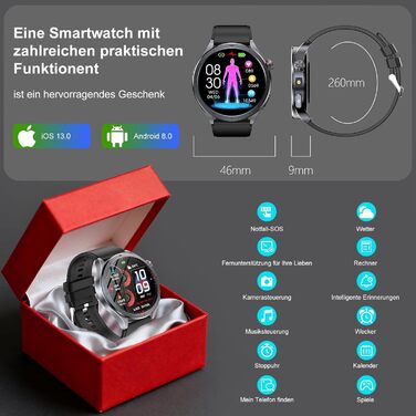 Розумний годинник YUPENG AI для чоловіків з чатом, GPT/ЕКГ/HRV/функціями тіла/ІМТ/сечовою кислотою/світлодіодним підсвічуванням, 1,53-дюймовий годинник для здоров&39я з функцією телефону, 24-годинний монітор артеріального тиску/SpO2 для сну/SOS, екстрений