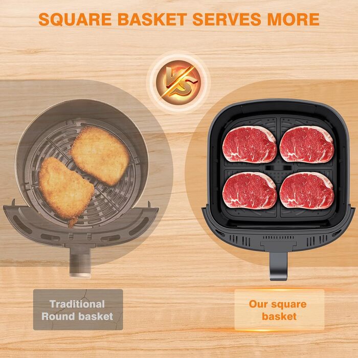 Фритюрниця Euary 8 л 1700 Вт XXL Фритюрниця з гарячим повітрям Фритюрниця з гарячим повітрям без жиру з 12 програмами Фритюрниця з книгою рецептів німецькою мовою