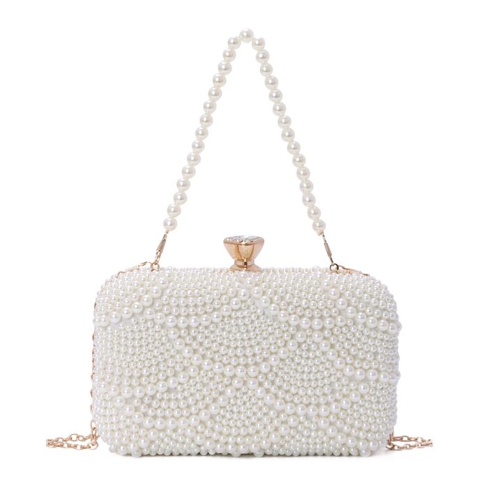 Жіноча перлинна клатч-сумка, вечірня сумочка з перлами для весілля, вечірки, випускного, урочистих подій, бежевий колір