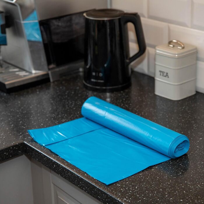 Професійні сміттєві пакети TONECO, 100 надміцних пакетів для сміття - 70 см x 110 см - Сині сміттєві пакети, 120 л - 10 рулонів - Надзвичайно міцні - 100 перероблена плівка (10)