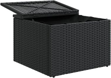 Табурет садовий з подушкою чорний 55x55x37 см Poly Rattan,365968