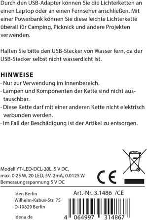 Декоративна різдвяна ялинка з 20 теплими білими світлодіодами Idena