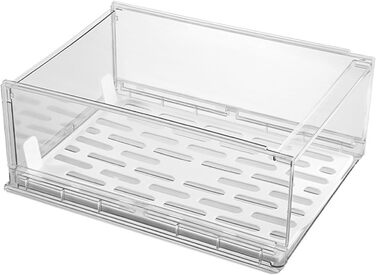 Прозора, штабелювана шафа-коробка для зберігання, полиця з ПЕТ, органайзер, шухляда, гардеробна, буфет, контейнер для спальні, кухні, 41,9 x 30,5 x 16,5 см