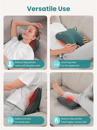 Масажер для спини з нагріванням, шиацу 3D Kneading Neck Massager, мязовий біль, дротова масажна подушка для шиї, спини, ніг, подарунки для чоловіків і жінок