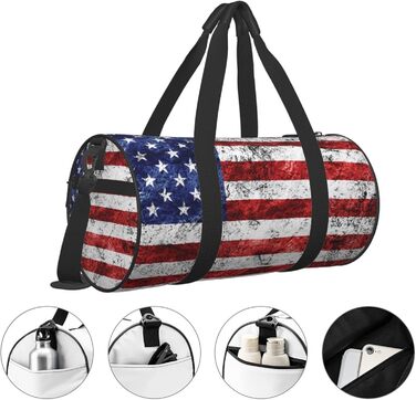 Спортивна сумка для подорожей, сумка на ніч, з принтом американського прапора, День Незалежності, 4 липня, чорна, універсальний розмір