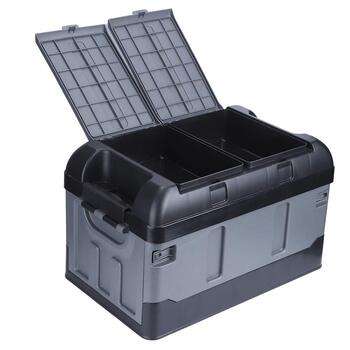 Складаний органайзер для багажника з 2 відділеннями, для дому, авто, вантажопідйомність 60 кг (матовий чорний колір)