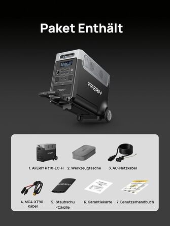 Портативна електростанція AFERIY AF-P310, акумулятор LiFePO4 ємністю 3840 Втгод, 3 виходи змінного струму 3600 Вт, сонячний вхід 2000 Вт, аварійне джерело живлення ДБЖ для кемпінгу, дому, екстрених ситуацій