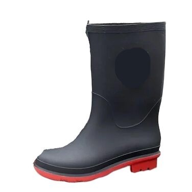 Зносостійке, нековзне чоловіче взуття з ПВХ без шнурків, водонепроникні пластикові гумові чоботи для чоловіків та підлітків, гумові чоботи на низькому підборі для дорослих, розмір 41 EU, чорний колір