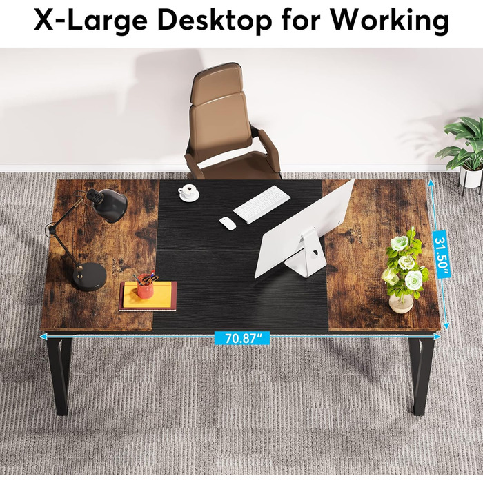Дюймовий робочий стіл для керівників, проста комп&39ютерна робоча станція з робочою поверхнею шириною 31,5 дюйма для домашнього офісу, 70,8-