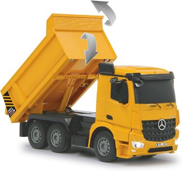 Самоскид Mercedes Arocs 126 2.4G - кузов піднімається/опускається, передня фара, профільовані гумові шини, жовтий, 405108 -