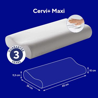 Ергономічна подушка для шиї з піни з ефектом пам&39яті Зручна Адаптується до форми тіла Підтримує шийний відділ хребта Медичний виріб Чохол, який можна прати Стандартний розмір Cervi Розміри (Д x Ш x В) 65 x 36 x 11,5 / 10 см