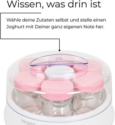 Йогуртниця Exquisit YM 3101 WEP зробіть свій власний йогурт йогуртниця 7 порційних баночок по 200 мл можна мити в посудомийній маш