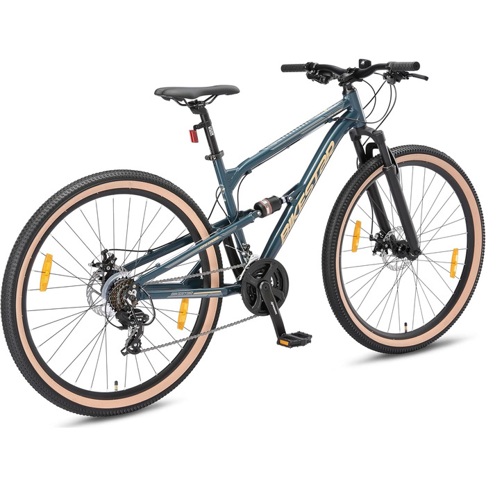 Повністю алюмінієвий гірський велосипед BIKESTAR з 21-швидкісною коробкою передач Shimano, дисковими гальмами, шинами 26, 27,5, 29 дюймів рама 16, 16,5, 17,5 дюймів БЕЗРИЗИКОВА ПРОБА Шини 29 дюймів рама 17,5 дюймів 29 дюймів синього кольору