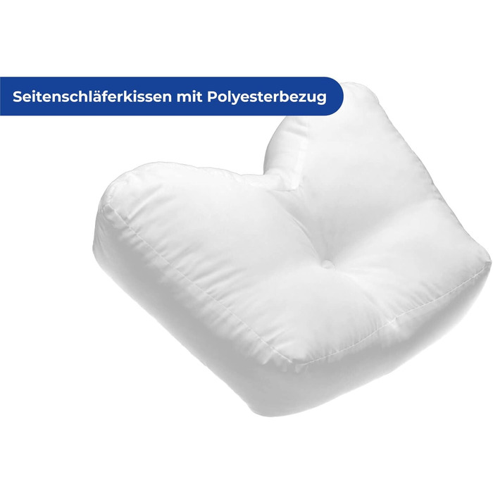 Подушка Maximex Comfort Side Sleeper, подушка для підтримки шиї, приємна якість, наповнювач з високою щільністю, можна прати, біла, бавовна, поліестер, 52 x 40 x 16,5 см