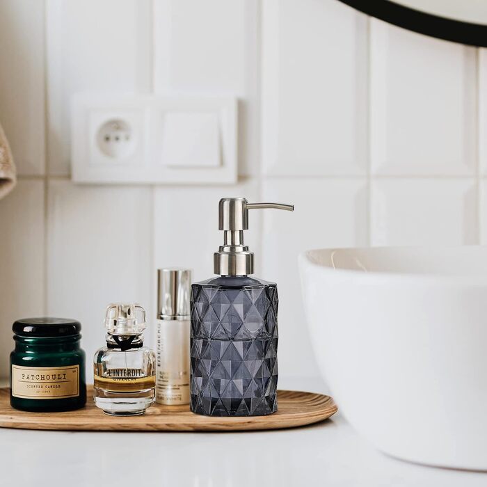 Скляний дозатор мила Ekirlin для кухні, ванної кімнати - багаторазова пляшка з прозорого скла для миття рук, скляний дозатор 340 м