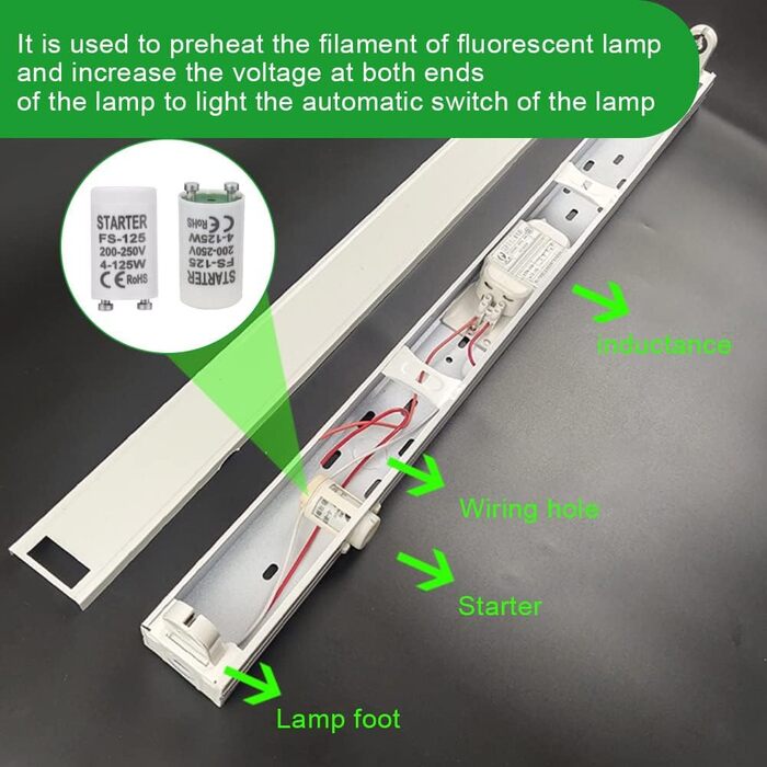 Стартер для люмінесцентних ламп 4-125 Вт стартер longlife 220-240V стартер для люмінесцентної лампи люмінесцентної лампи, 10 шт.