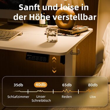 Електричний стіл з регульованою висотою 80x60 см (31,5&39x23,6&39), Стіл з регульованою висотою зі зрощеною стільницею (білий каркас біла стільниця) 80 x 60 см, білий