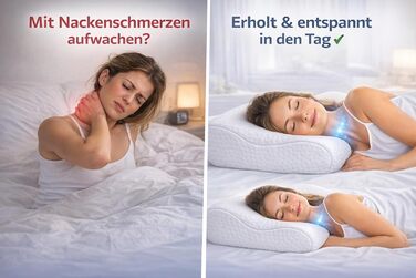 Подушка для шиї BCS Home&Sleep, ортопедична подушка, регульована по висоті 50x30 см, від болю та напруги в шиї, чохол з тенселу, який можна прати та дихає