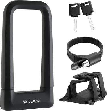 Велосипедний замок ValueMax U-Lock, міцний U-подібний замок із дужкою товщиною 14 мм, замок високої безпеки з кронштейном, 2 ключі, для велосипедів, електровелосипедів, мотоциклів та скляних дверей, чорний