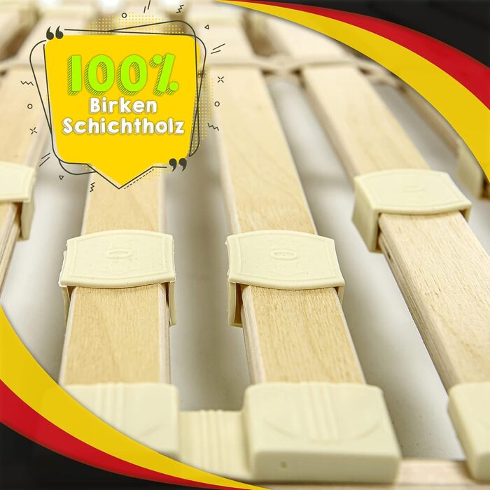 Рейкова основа ліжка Profi-Frame Slim 160x200 см Високоякісний каркас ліжка з 56 вигнутими березовими ламелями Складані дерев&39яні рейкові основи, що підходять для пружинних та пінопластових матраців. (DUAL, 160x200) DUAL 160x200