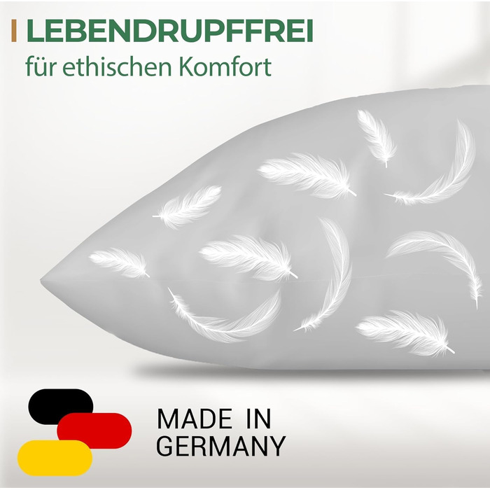 Пухова подушка 80x80 см, виготовлена в Німеччині - 100 пір&39яний наповнювач - пір&39яна подушка з бавовняним чохлом - сертифікована Oeko-Tex - подушка для спокійного сну - подушка - комплект з , 80x80 см