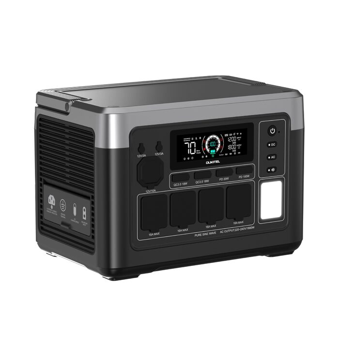 Портативна зарядна станція OUKITEL P1000 Plus, акумулятор LiFePO4 ємністю 1024 Втгод, сонячний генератор потужністю 1800 Вт, швидка зарядка від 0 до 80 за 45 хвилин для кемпінгу, кемперів та відключень електроенергії