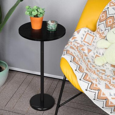 Невеликий чорний круглий журнальний столик Smusei з мармуровою основою - приставний столик для вітальні, спальні, невеликих приміщень - 32 см, чорний