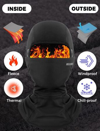 Зимова флісова балаклава ROCKBROS, вітрозахисна лижна маска для чоловіків та жінок, капюшон для шолома, зимова маска для катання на лижах, бігу, велоспорту та мотоциклі