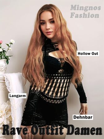 Сітчастий боді Mingnos з довгими рукавами, сексуальний прозорий комбінезон для жінок, фестивальні вбрання, клубний одяг, боді Rave, пеньюар, чорний, один розмір