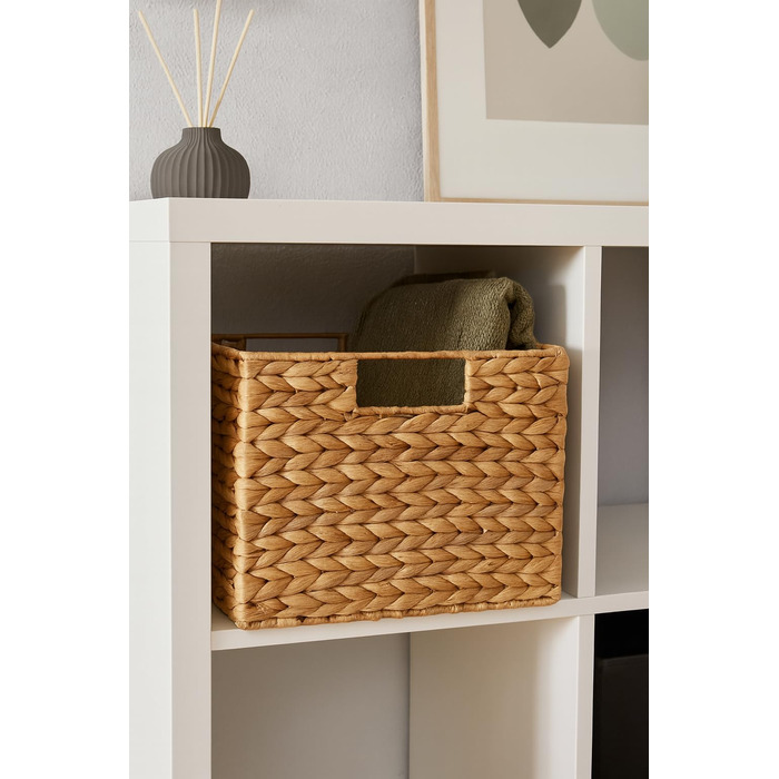 Кошик для зберігання водяного гіацинту прямокутний плетений кошик з ручками сумісний з полицями та Kallax 37x28x20 см натуральний