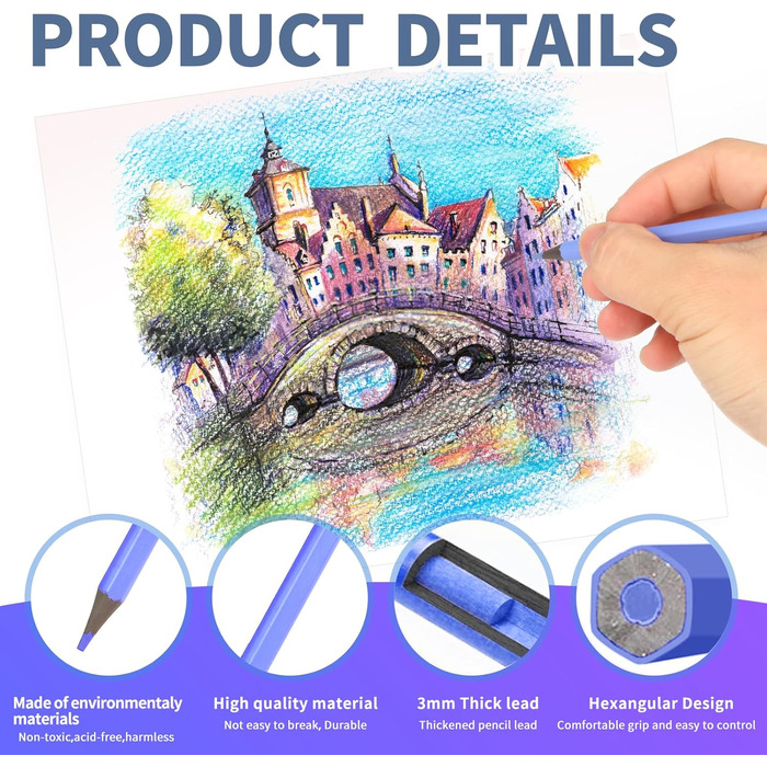 Кольорових олівців для розмальовок для дорослих, професійні олівці для малювання для дорослих, початківців, професіоналів, 48