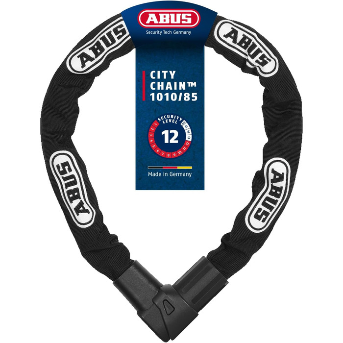 Ланцюговий замок ABUS CityChain 1010 Велосипедний замок із загартованої сталі рівень безпеки ABUS 12 Чорний 85 см Одинарний