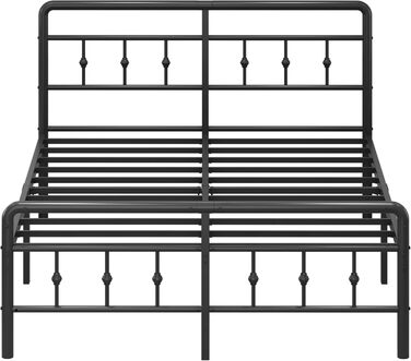 Каркас ліжка EMODA 180 x 200 см, металеве двоспальне ліжко з узголів&39ям та ізножиям у вікторіанському стилі, висотою 36 см зі сталевою рейковою основою, безшумне, легке складання, чорний колір 180 x 200 см Чорний