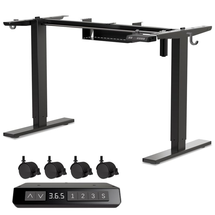 Електричний стіл для роботи сидячи та стоячи, електрична рама з потужним двигуном, функцією пам&39яті та запобігання зіткненням, порти USB-A та Type-C, регулювання висоти (70119 см), K2303