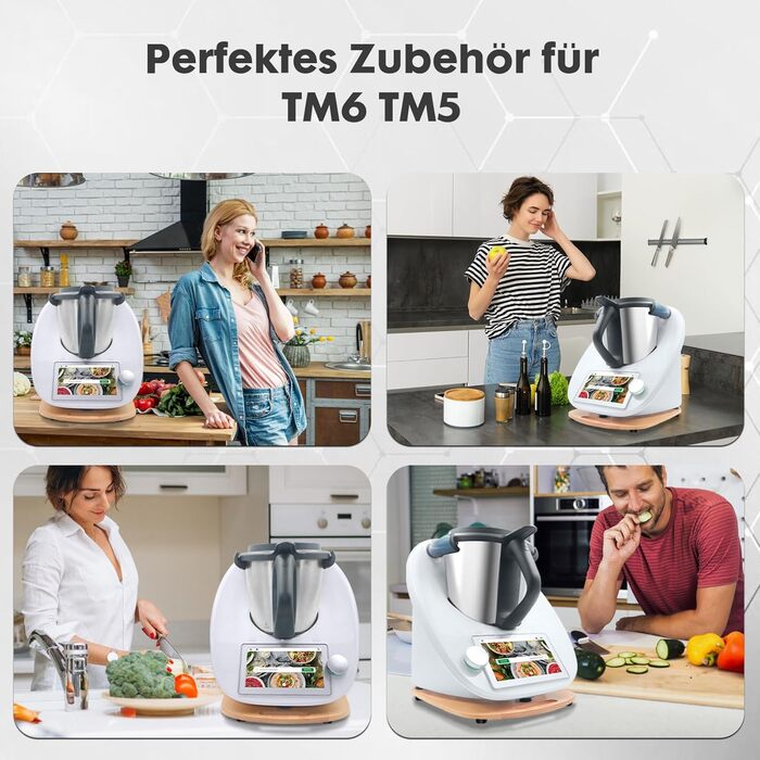 Розсувна дошка для Thermomix TM6 TM5-360 Універсальна колісна дошка для кухонного комбайна Thermomix Vorwerk, Букова підкладкова дошка TM5 TM6 Аксесуари Швидкорухома рухома дошка з гумовими ніжками