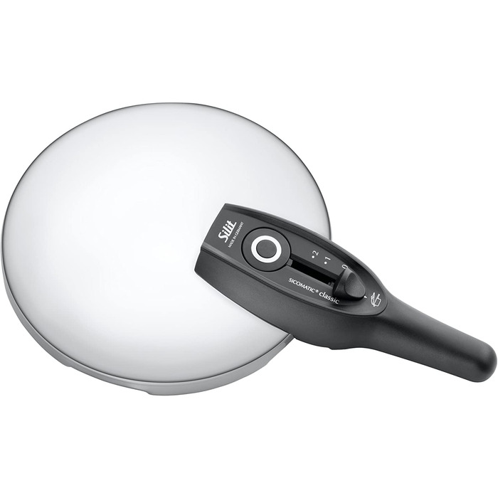 Запасна кришка для скороварки Silit Sicomatic classic, 2,5 л, 18 см, пластикова ручка, 3 рівні приготування, регулятор одним натисканням, чорна