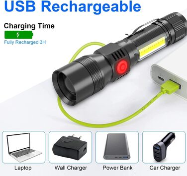 Світлодіодний ліхтарик Karrong, перезаряджуваний USB, магнітний чорний ліхтар, УФ-лампа 395 нм, ультрафіолетове світло, 7 режимів, червоне світло з батареєю для кемпінгу на природі, походів, 2 шт.