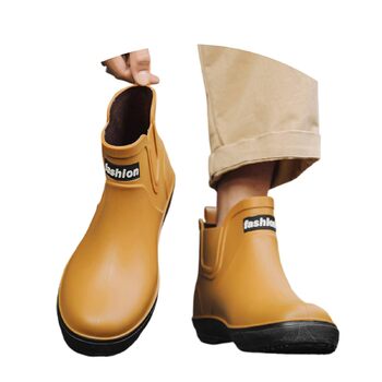 Водне взуття, гумові чоботи, чоловічі чоботи, нековзні, для солоної води, риболовлі, дощу, з піною з ефектом пам&39яті, гумова щиколотка, підходить для вітрильного спорту (розмір 40-42), для подорожей та походів, жовті, 40 2/3 EU