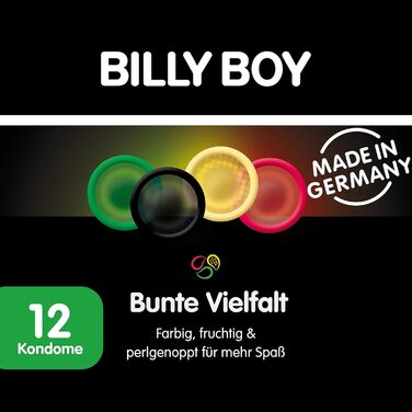 Презервативи Billy Boy, різнокольорові та з намистинами, 12 шт.