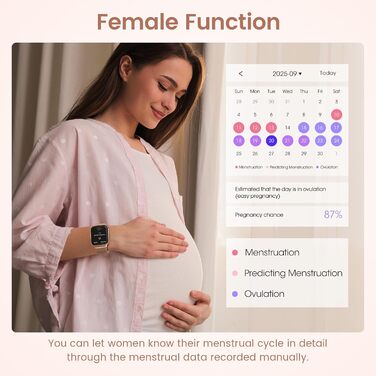 Подарункова коробкаЖіночий смарт-годинник із функцією телефону, 1,83-дюймовий HD-наручний годинник, пульсометр, монітор сну, менструальний цикл, SpO2, смарт-годинник IP68 із 113 спортивними режимами, крокомір для iOS та Android, рожеве золото