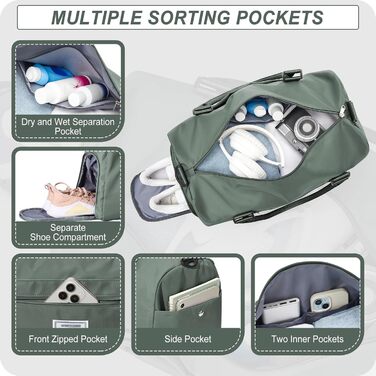 Спортивна сумка для жінок та чоловіків, спортивна сумка з відділенням для взуття та відділенням для вологих речей, дорожня сумка, сумка для ручної поклажі, спортивна сумка, сумка для фітнесу, сумка для спортзалу, дорожня сумка для вихідних, сумка для плав