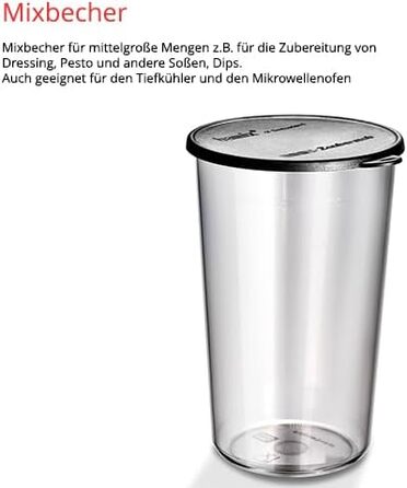 Занурювальний блендер ESGE Zauberstab M 160 G Gourmet 90610, 160 Вт, 2 швидкості до 15 000 об/хв, ергономічна ручка, надійний двигун, з аксесуарами, Made in Switzerland
