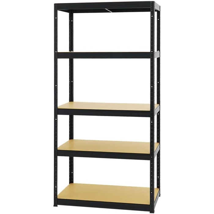 Надміцний стелаж, тонкий, чорний, 180x90x45 см, навантаження на полицю 350 кг, стелаж для підвалу, стелаж без болтів, гаражний стелаж, стелаж для зберігання 180x90x45 см, чорний