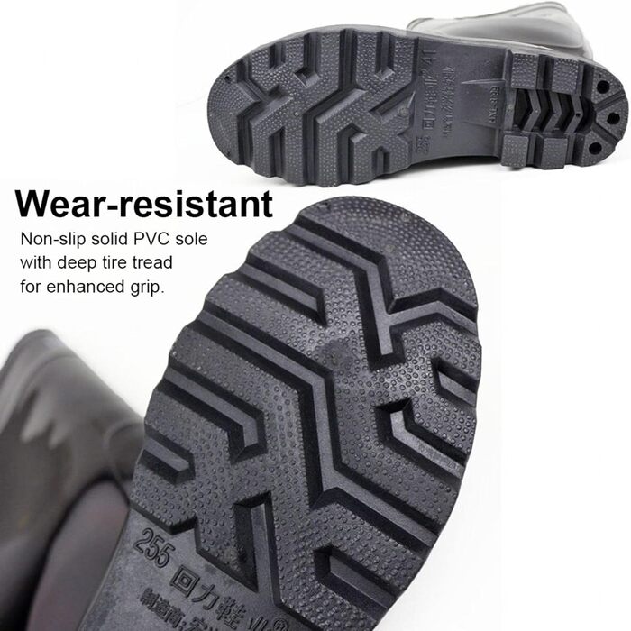 Нековзні гумові чоботи NALSA для промисловості та будівництва, водонепроникні гумові чоботи, унісекс доросле високе робоче взуття, плюшеві - розмір 44 EU.