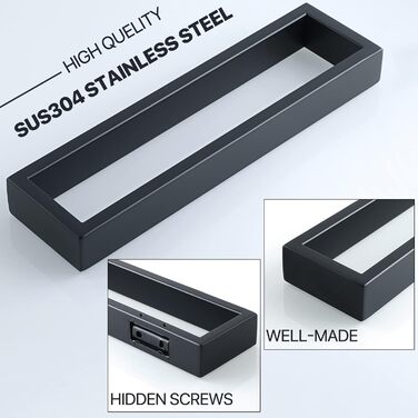 Тримач для рушників SAYAYO Чорний тримач для рушників для ванної кімнати Тримач для рушників для гостей Настінний тримач для рушників з нержавіючої сталі для ванної та кухні 26 см