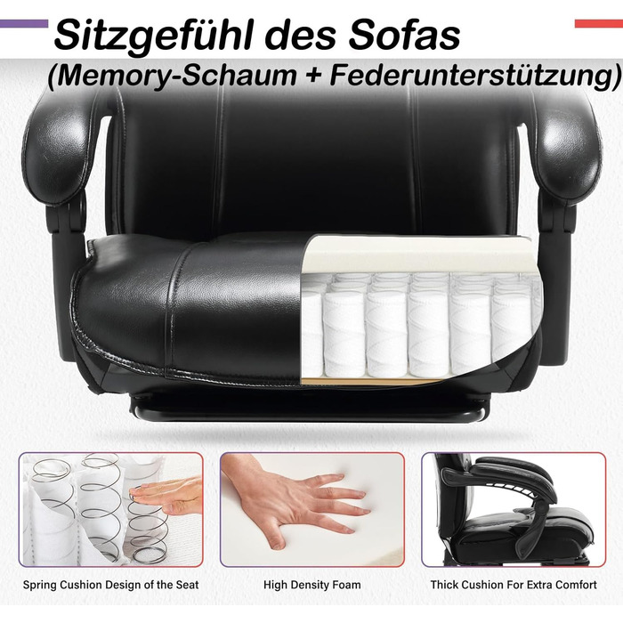 Ергономічне офісне крісло, вантажопідйомність 180 кг, робоче крісло з підставкою для ніг, обертове крісло зі штучної шкіри, комп&39ютерне крісло з підставкою для ніг для домашнього офісу та офісу, насичено-чорне з підставкою для ніг